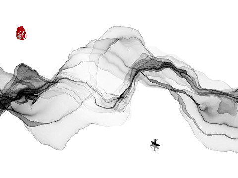 中式新中式抽象水墨画意境壁纸壁画