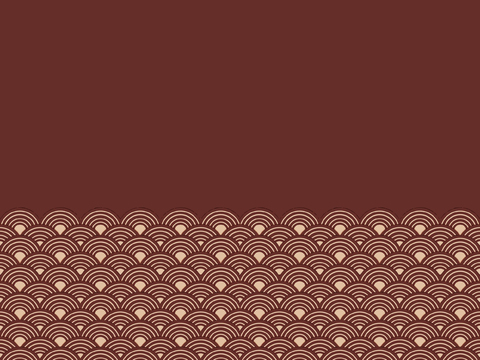 中式新中式红色水波纹海浪壁纸壁画