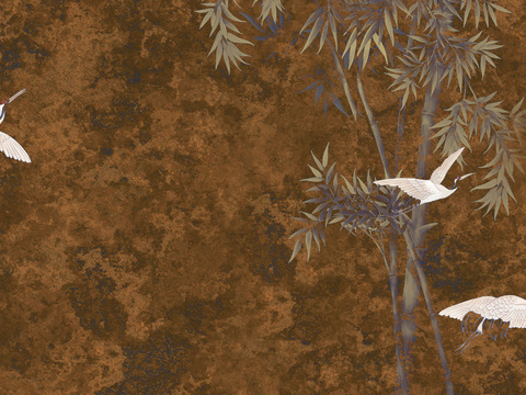 中式壁纸壁画壁纸装饰画贴图