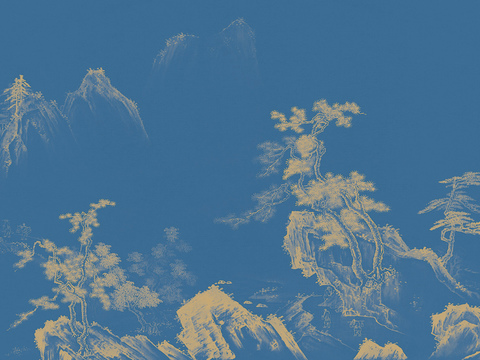 中式新中式高清壁纸壁画装饰画水墨画