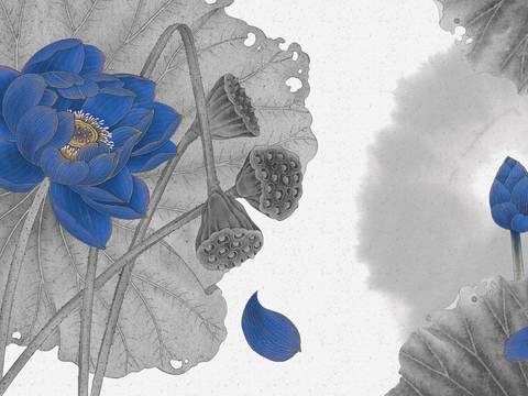  中式新中式花鸟植物壁纸壁画 