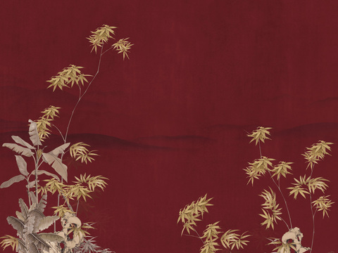 中式山水水墨画壁纸壁画装饰画