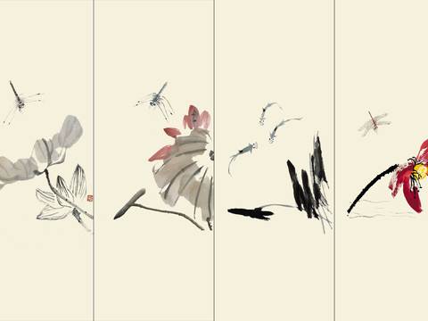  中式新中式花鸟植物壁纸壁画 