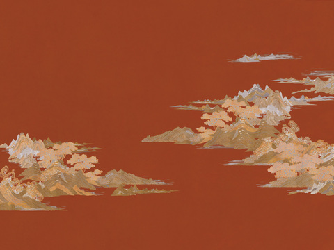 中式新中式抽象建筑壁纸壁画装饰画