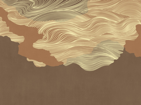 中式新中式抽象画线条壁纸壁画