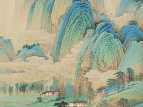 古代山水挂画 水墨丹青 水墨装饰古画