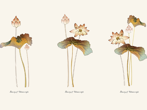  中式新中式花鸟植物壁纸壁画 