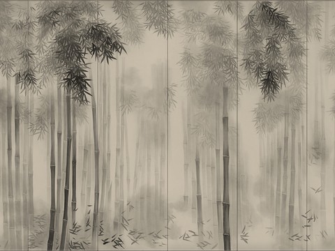 中式新中式高清壁纸壁画装饰画水墨画