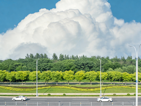 高清城市郊区公路绿化