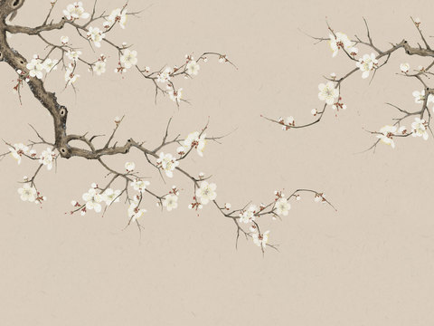 中式新中式花鸟植物壁纸壁画