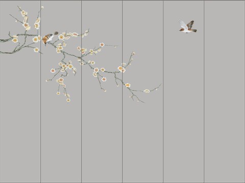 中式新中式花鸟植物壁纸壁画