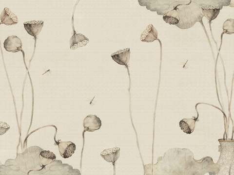 中式新中式花鸟植物壁纸壁画装饰画