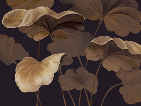 中式新中式花鸟植物壁纸壁画