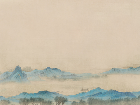 中式新中式山水画壁纸壁画装饰画