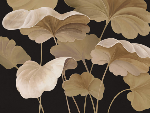 中式新中式花鸟植物壁纸壁画