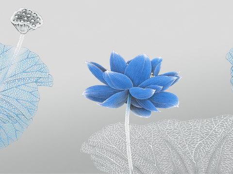 中式新中式花鸟植物壁纸壁画装饰画