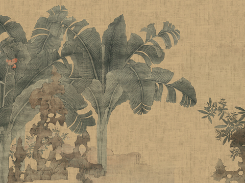  中式新中式装饰画壁纸壁画 