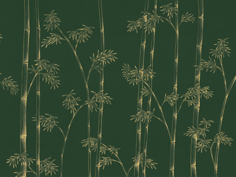 中式新中式植物花枝意境壁纸壁画