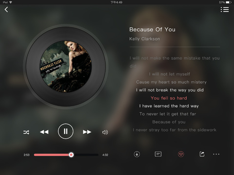  音乐播放器屏幕 