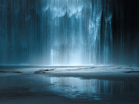  电子屏幕_屏幕流水_瀑布流水_科技屏幕 