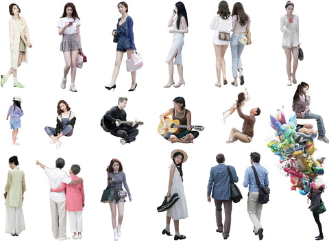  休闲行走站立人物 