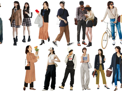  休闲行走站立人物 