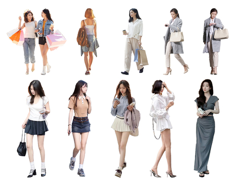  休闲行走站立人物 