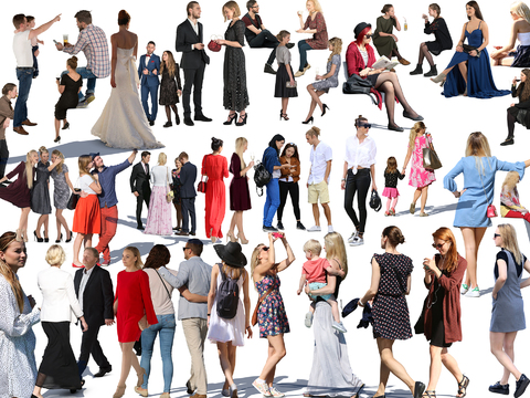  休闲行走站立人物 