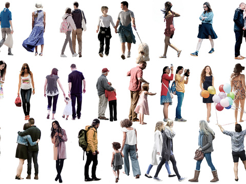  休闲行走站立人物 