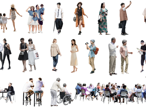  休闲行走站立人物 