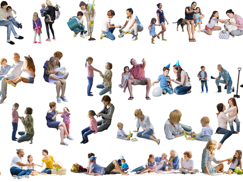  休闲行走站立人物 