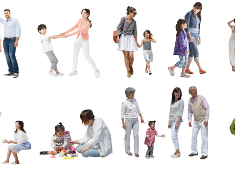  休闲行走站立人物 