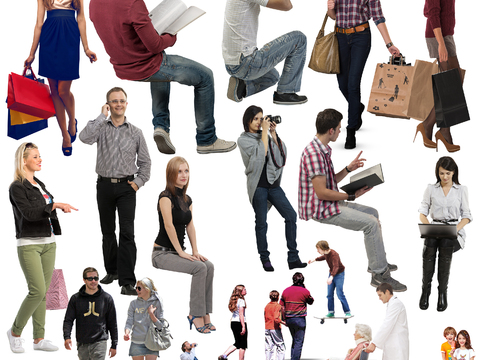  休闲行走站立人物 