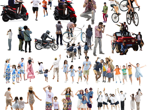  休闲行走站立人物 