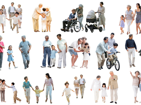  休闲行走站立人物 