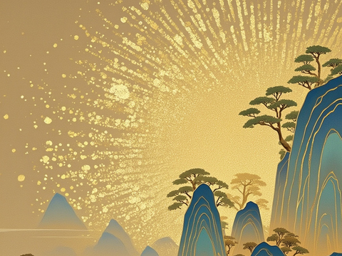 民俗风景装饰画 金色风景