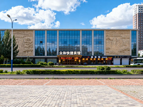  现代城区街景 日景 店面房 