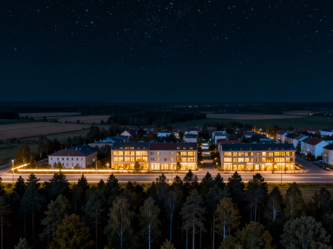 现代城区夜晚街景