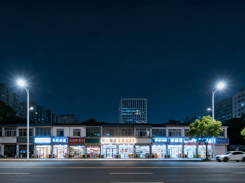 现代都市街道夜景