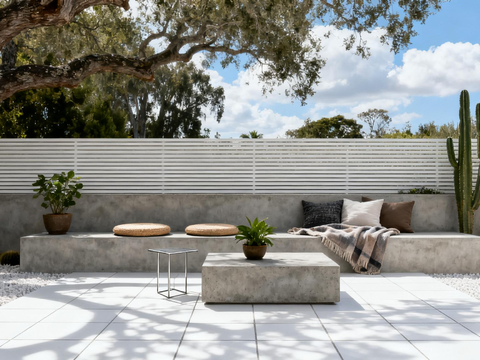 现代奶油风一楼庭院外景