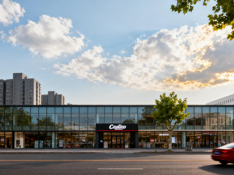 现代城区街景 日景 店面房