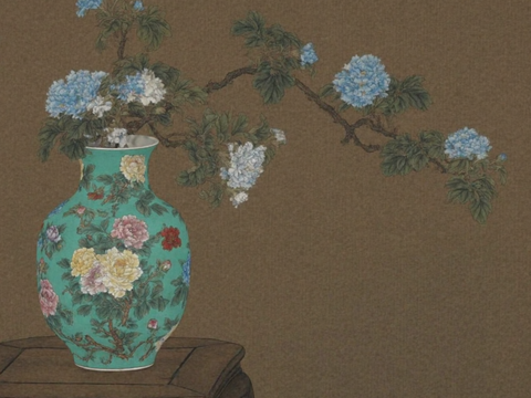 宋代美学 花瓶 古代名画 水墨工笔画