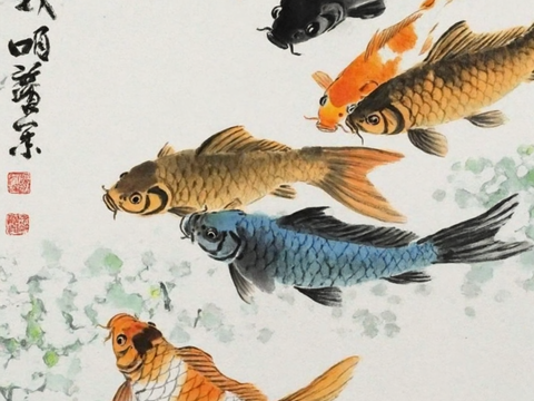 水墨画 工笔画 装饰画 鱼