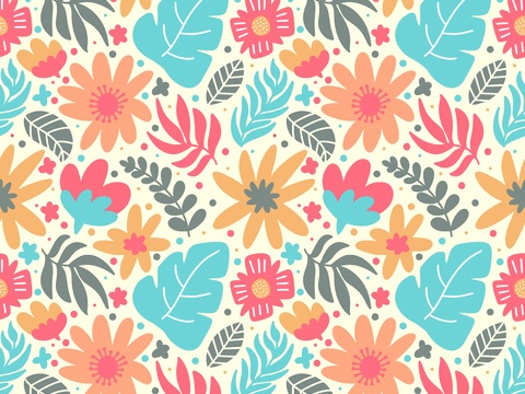 现代植物印花壁纸