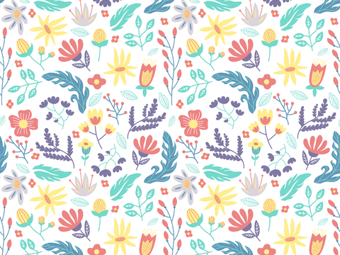 现代植物印花壁纸