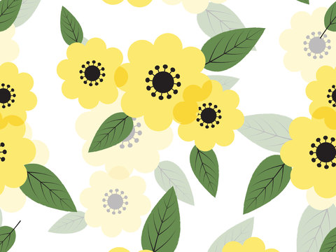 现代植物印花壁纸