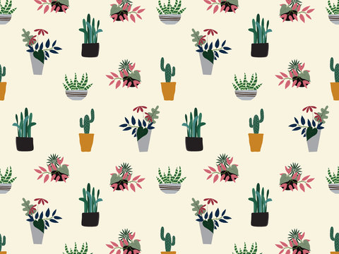 现代植物印花壁纸