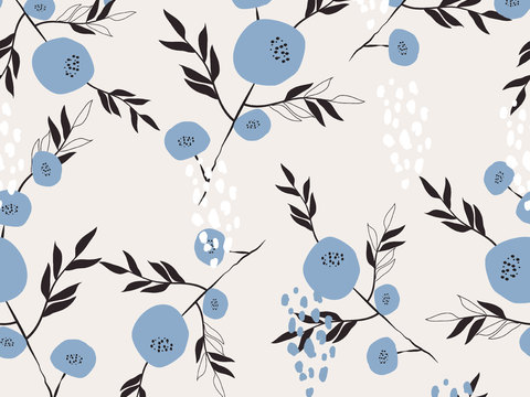 现代植物印花壁纸