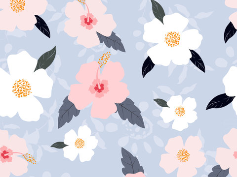 现代植物印花壁纸