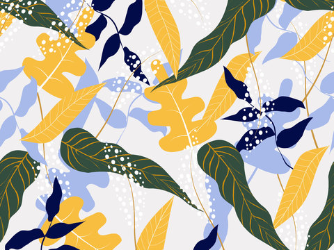 现代植物印花壁纸